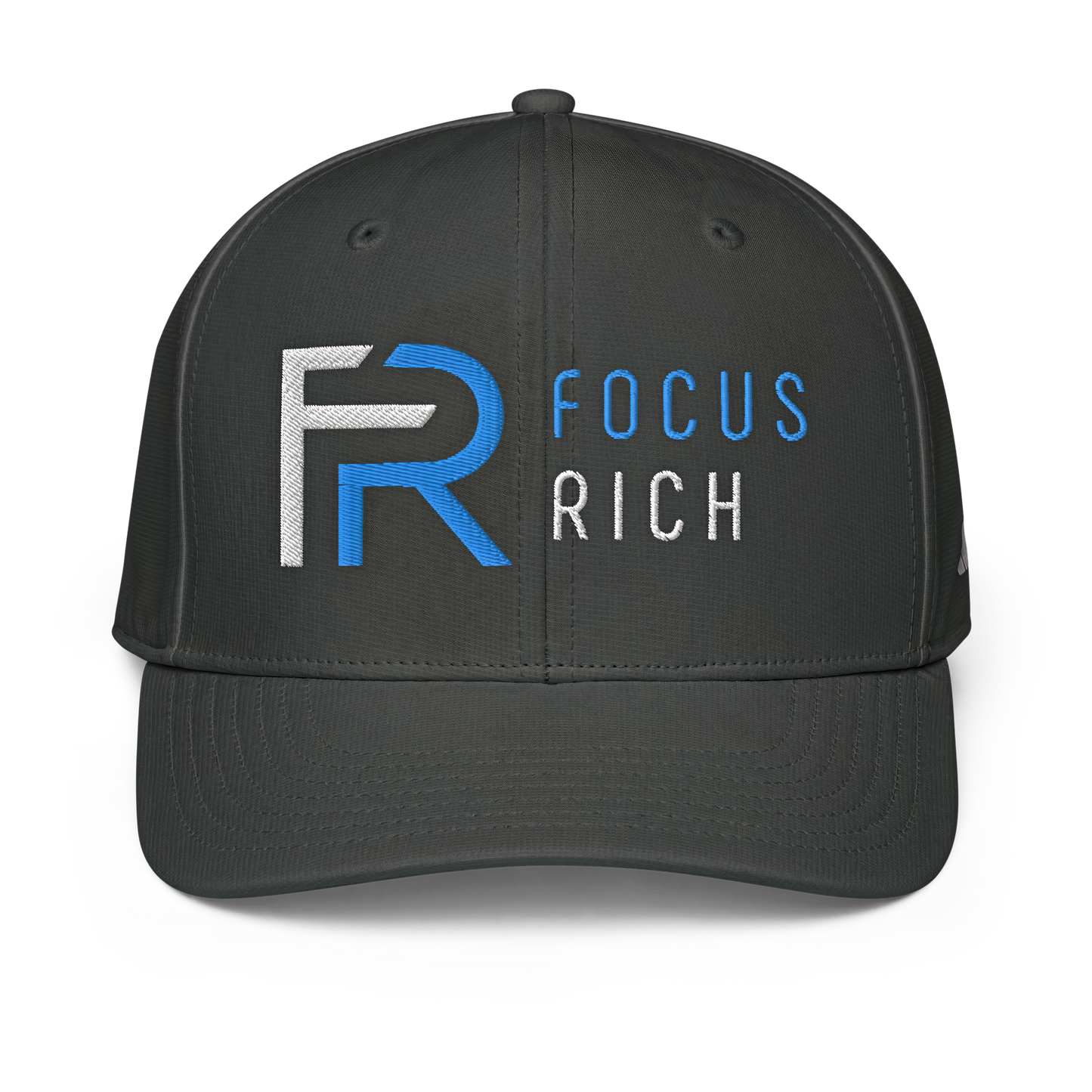 Black Adidas x Focus Rich Clothing snapback hat from California Resort collection with logos and black snap closure
