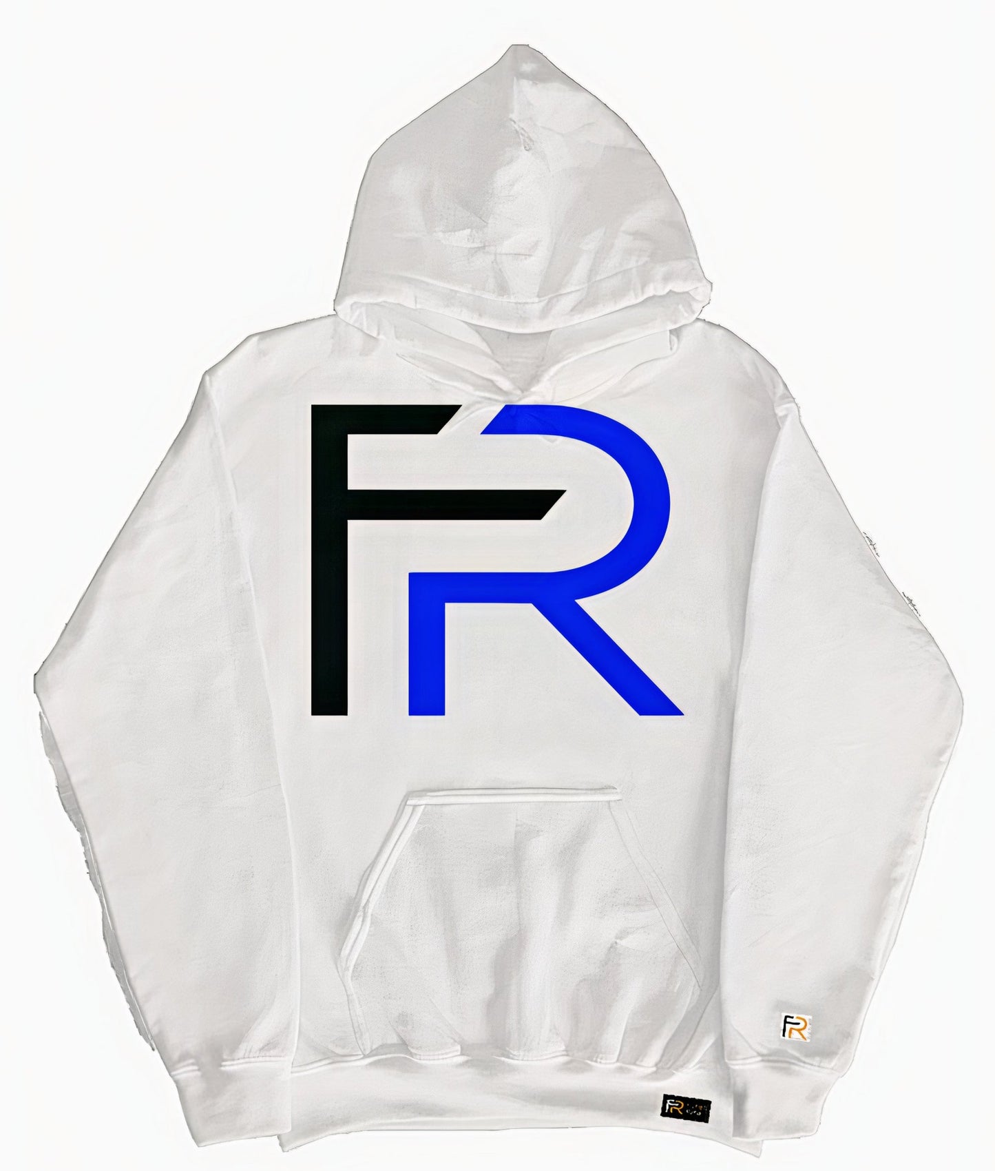 Focus Rich Clothing White Hybrid Hoodie with FR Symbol and Emoji Logos