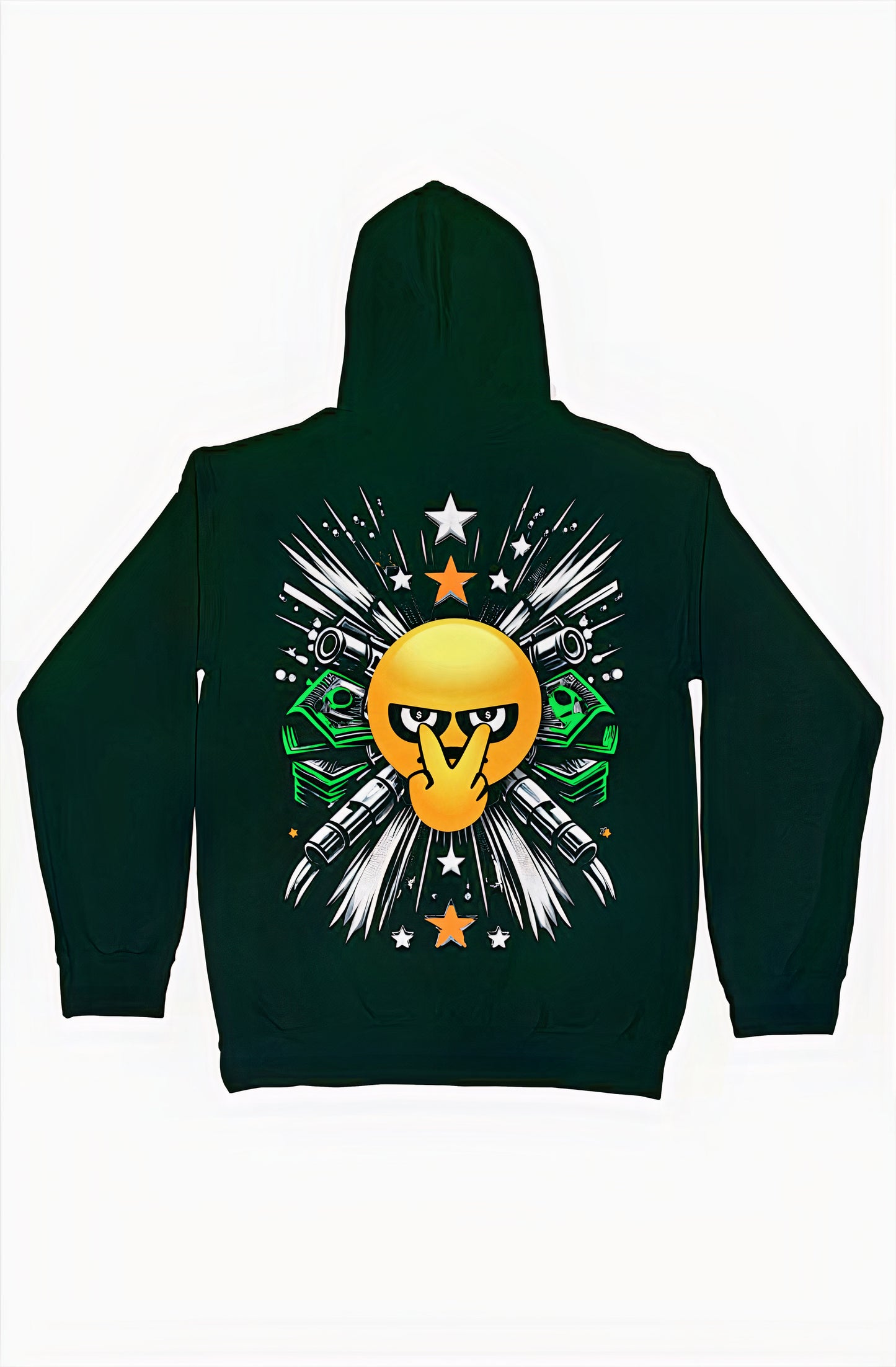 FOCUS RICH FR & EMOJI LOGOS HYBRID HOODIE (BLACK)