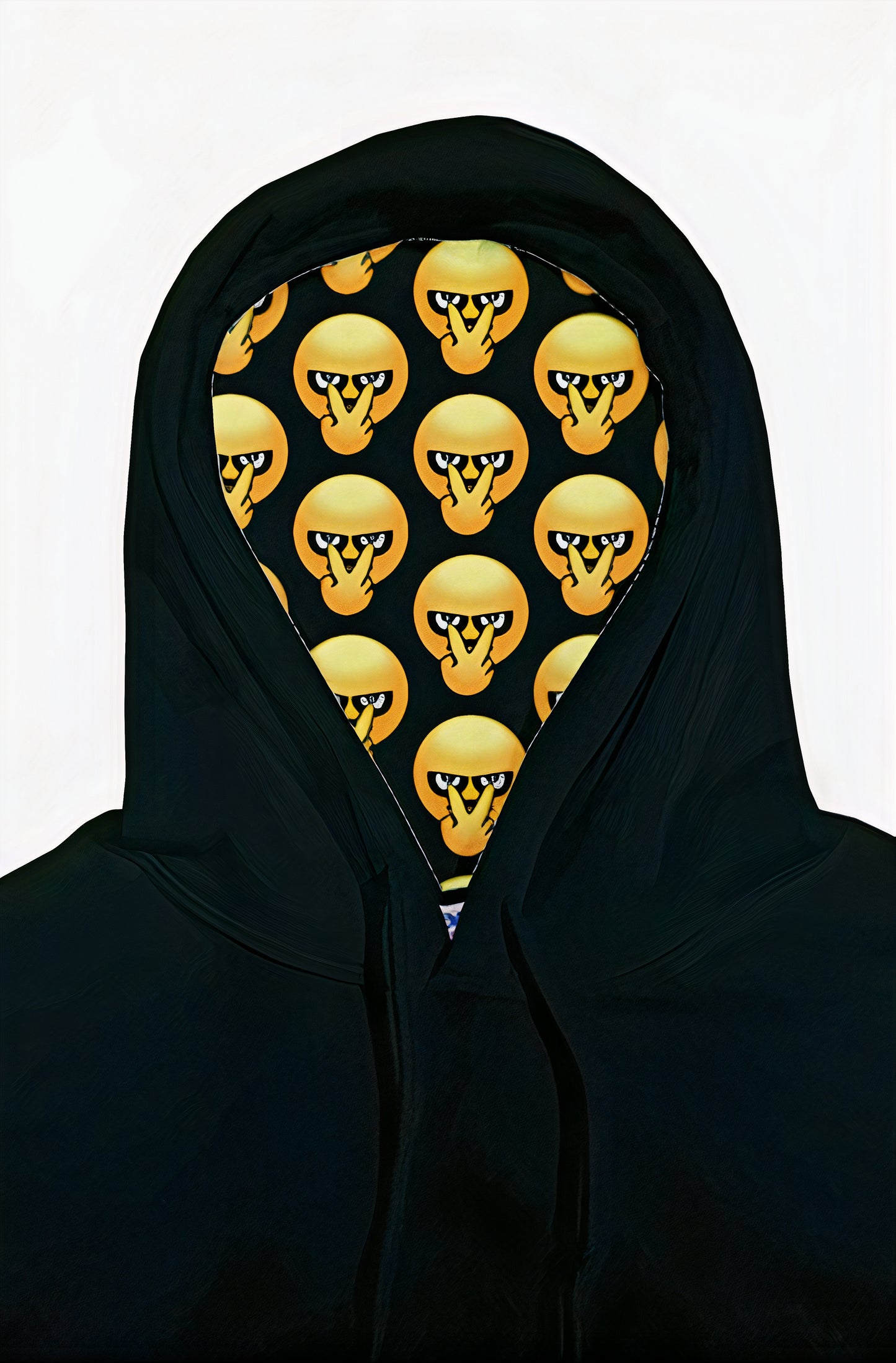 FOCUS RICH FR & EMOJI LOGOS HYBRID HOODIE (BLACK)